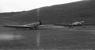 1950s aircraft the swallow and a miles messenger at Rosses Point Sligo